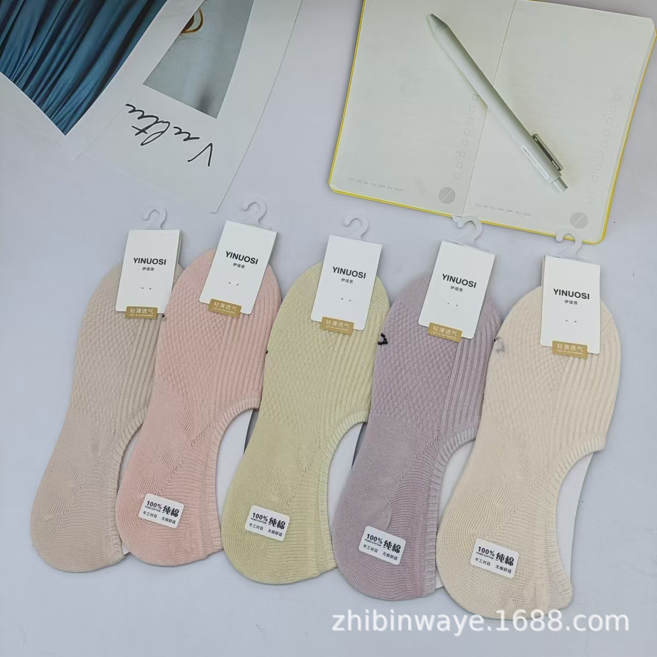 Spring and summer new double needle invisible cotton socks right angle anti-off socks silicone non-slip boat socks base socks wholesale