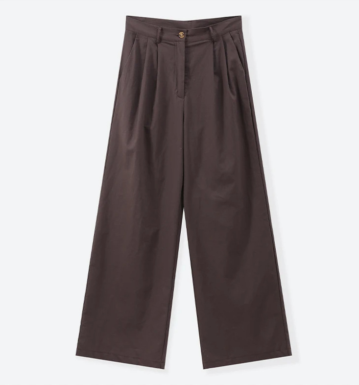 2025 Women's Casual Outfit: V-neck, Single-Button, Loose-Fit Long-Sleeve Top And High-Waisted Trousers Two-Piece Set In_ecoleips.com