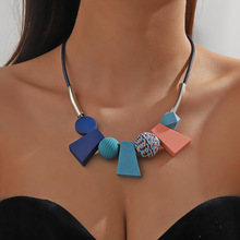 跨境热销夸张圆珠几何项链时尚简约高级感锁骨链波西米亚复古饰品