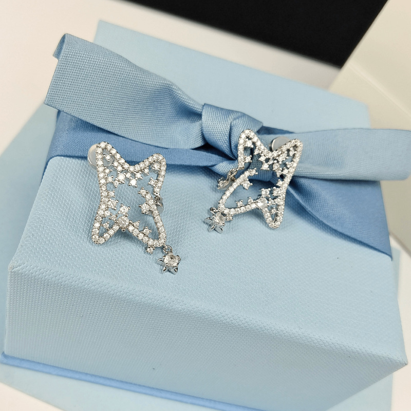 [Zhao jinmai same style] HEFANG where shiny Nebula earrings light luxury elegant high-grade ear studs earrings for women