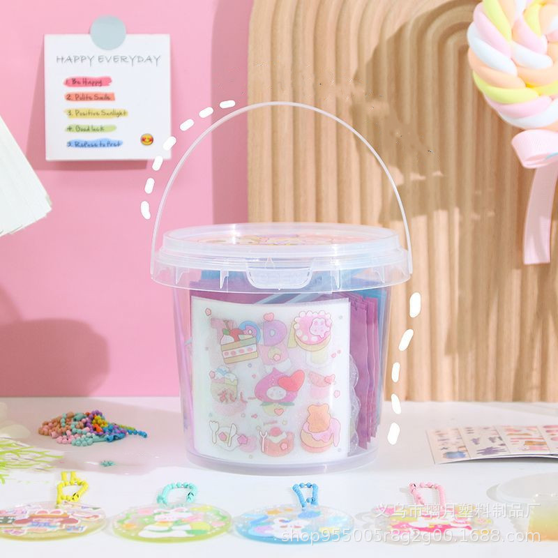 食品级手提压盖塑料桶多功能玩具收纳盒加厚密封零食桶DIY包装桶