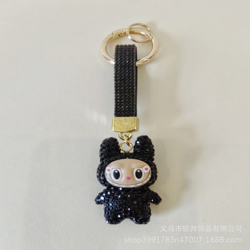 新款热销外贸镶钻卡通Q版拉布布轻奢创意精美汽车钥匙扣挂包包挂|undefined