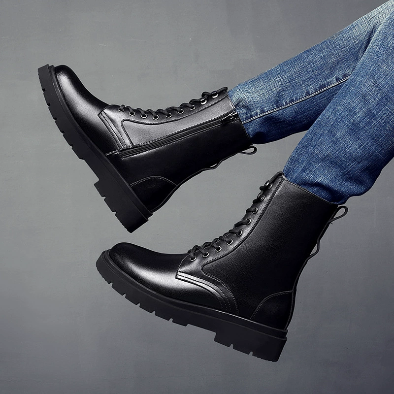 Martens, модные высокие сапоги из кожи и флиса с застежкой-молнией