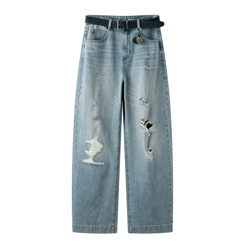 In Stock 2026 Summer New Vintage Distressed Ripped Wide-Leg Jeans Rk71302288 In Stock 2026 Summer New Vintage Distressed Ripped Wide-Leg Jeans Rk71302288