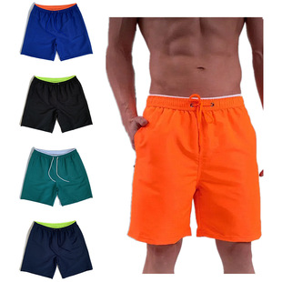 Men's Summer Sports Shorts with Contrasting Waistband, Quick-Drying Outdoor Shorts, Polyester Trendy Quick-Dry Shorts