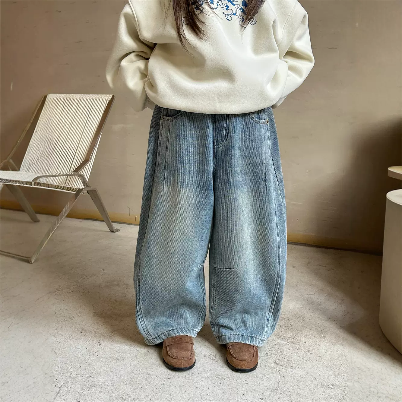 童裤2025冬季新款韩版儿童百搭加绒牛仔裤男童侧拼抽杆休闲长裤潮