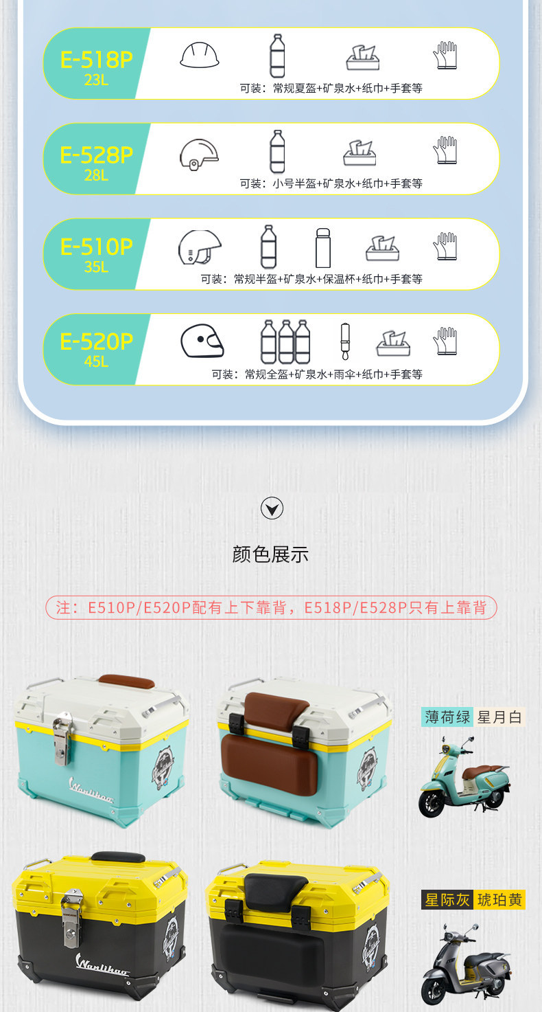 Wanlihao Qingqi Aurora 150 motorcycle tail box, electric vehicle trunk, universal retro non-aluminum alloy tail box