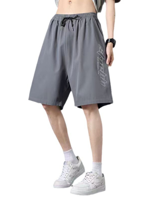 2026 verano delgado pantalones cortos casuales pantalones deportivos de hombre sueltos hombre gordo hielo negro cinco pantalones de hombre