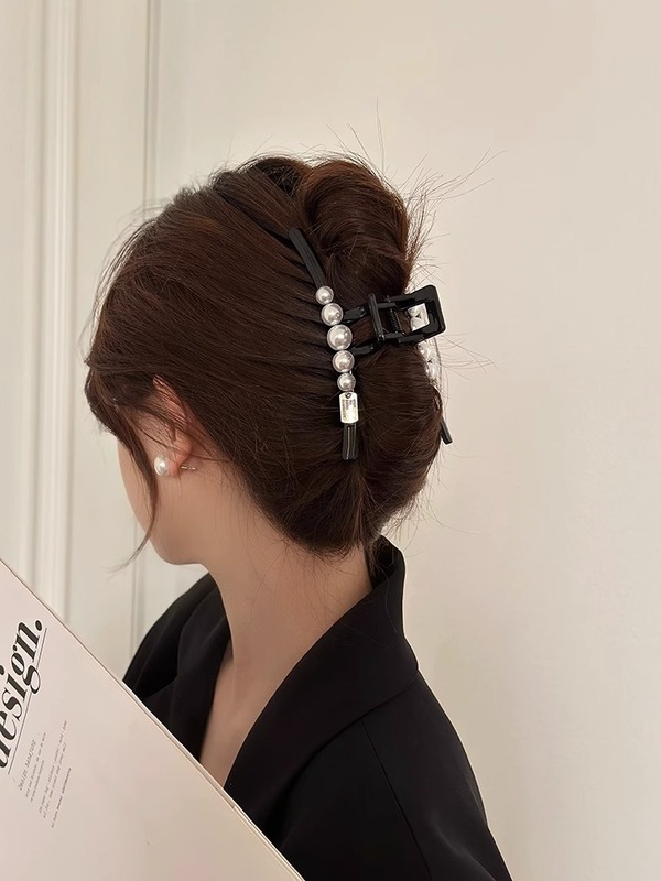 優雅な天井 ~ 気质の真珠のヘアピンの女性の后头のシンプルなクリップの大きいサイズの夏のサメのクリップの高级感|undefined