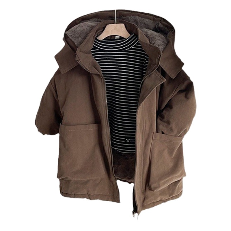 Ropa acolchada de algodón para niños ropa de invierno ropa de parka engrosada para niños estilo coreano abrigo grueso forrado de lana ropa de trabajo de media longitud para Niñas Ropa acolchada de algodón