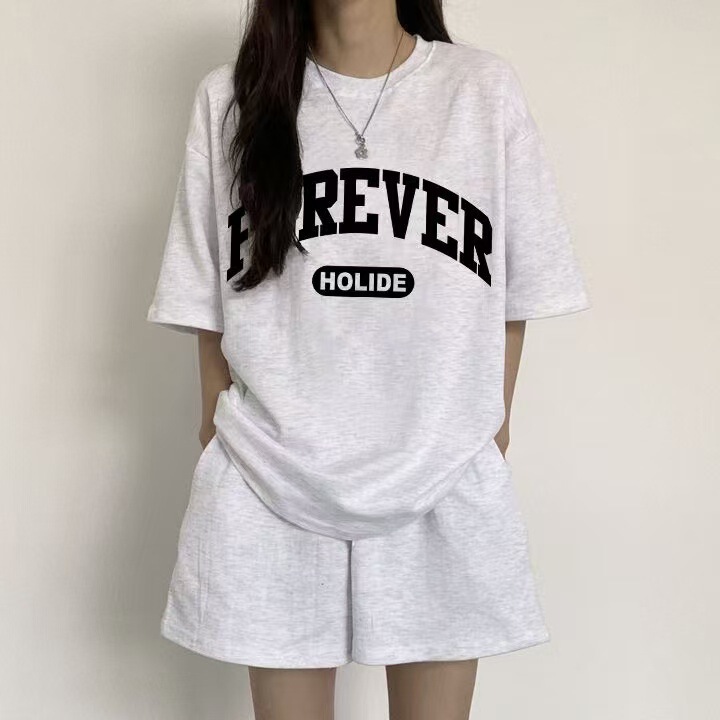 Korean-Style Popular Casual Running Summer Outfit, Complete Set of Trendy Brand Influencer Sportswear Set for Women, Cotton, Summer 2026 Korean-Style Popular Casual Running Summer Outfit, Complete Set of Trendy Brand Influencer Sportswear Set for Women, Cotton, Summer 2026