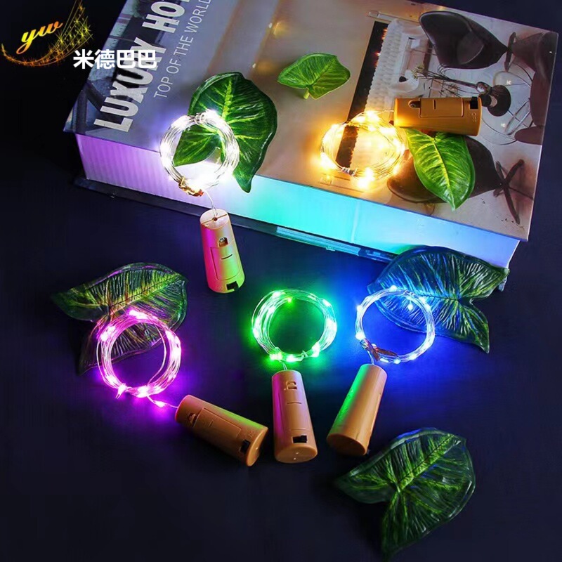 Wine bottle lamp bottle stopper button battery led lights Christmas decoration string lights stars copper wire lamp string wine bottle stopper bottle
