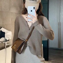 针织开衫毛衣外套女2025年秋冬季领短款外搭披肩慵懒风软糯上衣