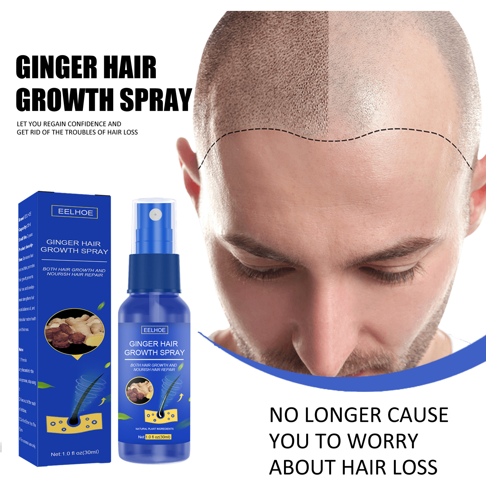 EELHOE生薑頭髮濃密噴霧  頭皮按摩滋潤秀髮頭髮護理營養噴霧