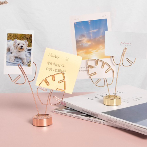 Creative photo storage metal turtle leaf note holder Nordic ins desktop business card display photo ornaments wholesale