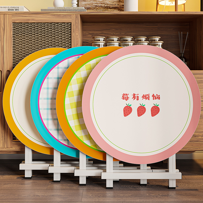 Folding Table for Home Use, Children's Dining Table, Leisure Round Table for Balcony, Study and Meeting Coffee Table, Portable Round Table