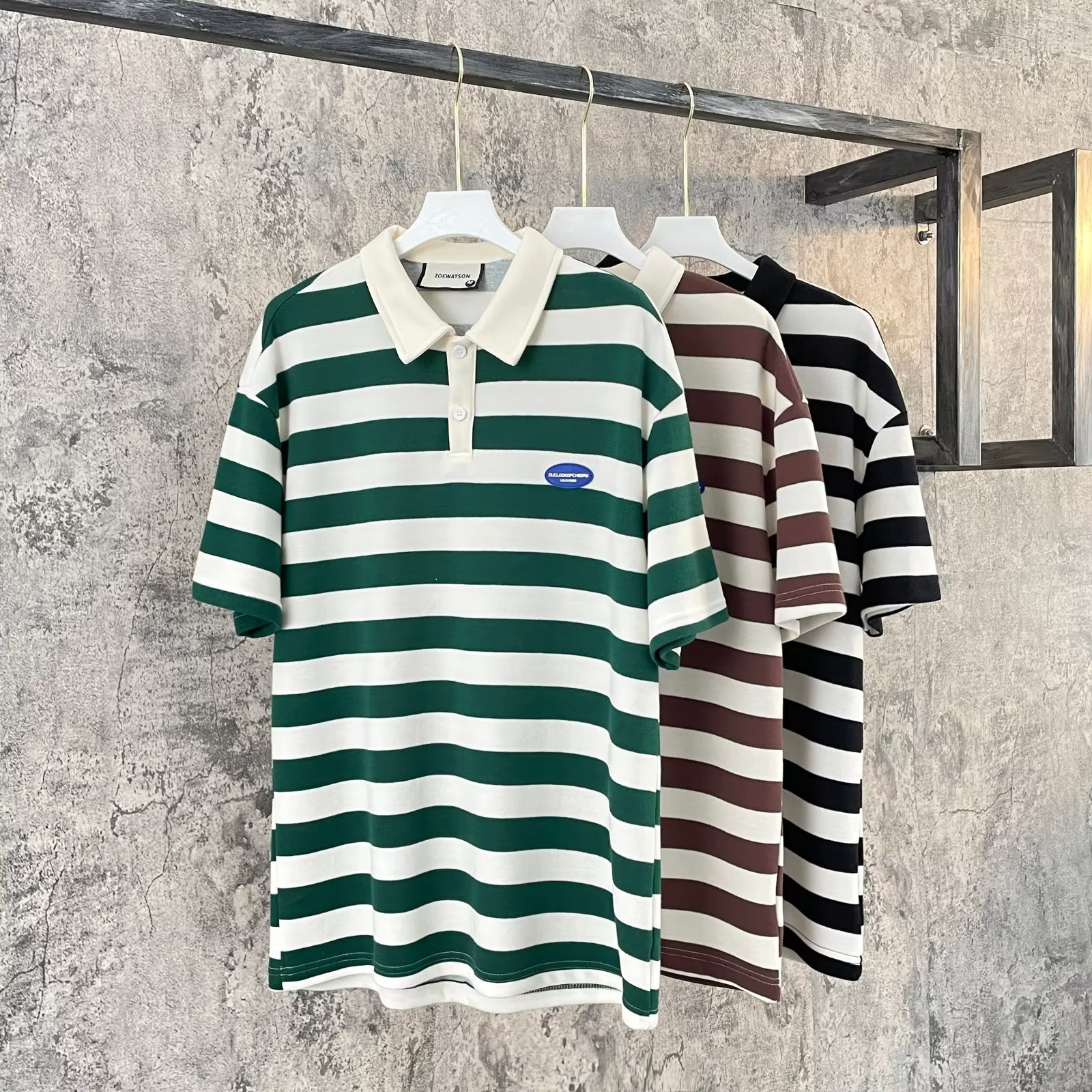 Moda 2024 nueva tendencia polo de manga corta camiseta a rayas para hombre camiseta mercerizada de alta calidad estilo de negocios