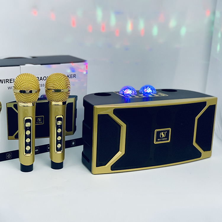 新しいYS-211 bluetoothスピーカーのハイパワーk歌重サブウーファ音響には、ワイヤレスマイクとledフラッシュがついています|undefined