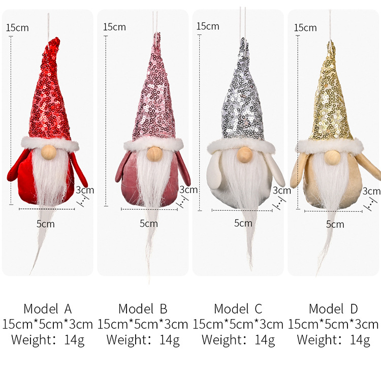 50g Weight Christmas Festival New Christmas Sequined Hat Rudolph Doll Pendant Wholesale Nihaojewelry 2