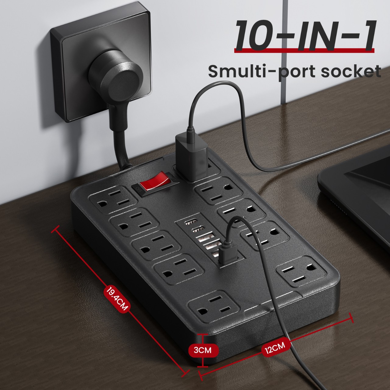 Nuevo tipo con interruptor de sobretensión enchufe de línea de cable doméstico enchufe de línea