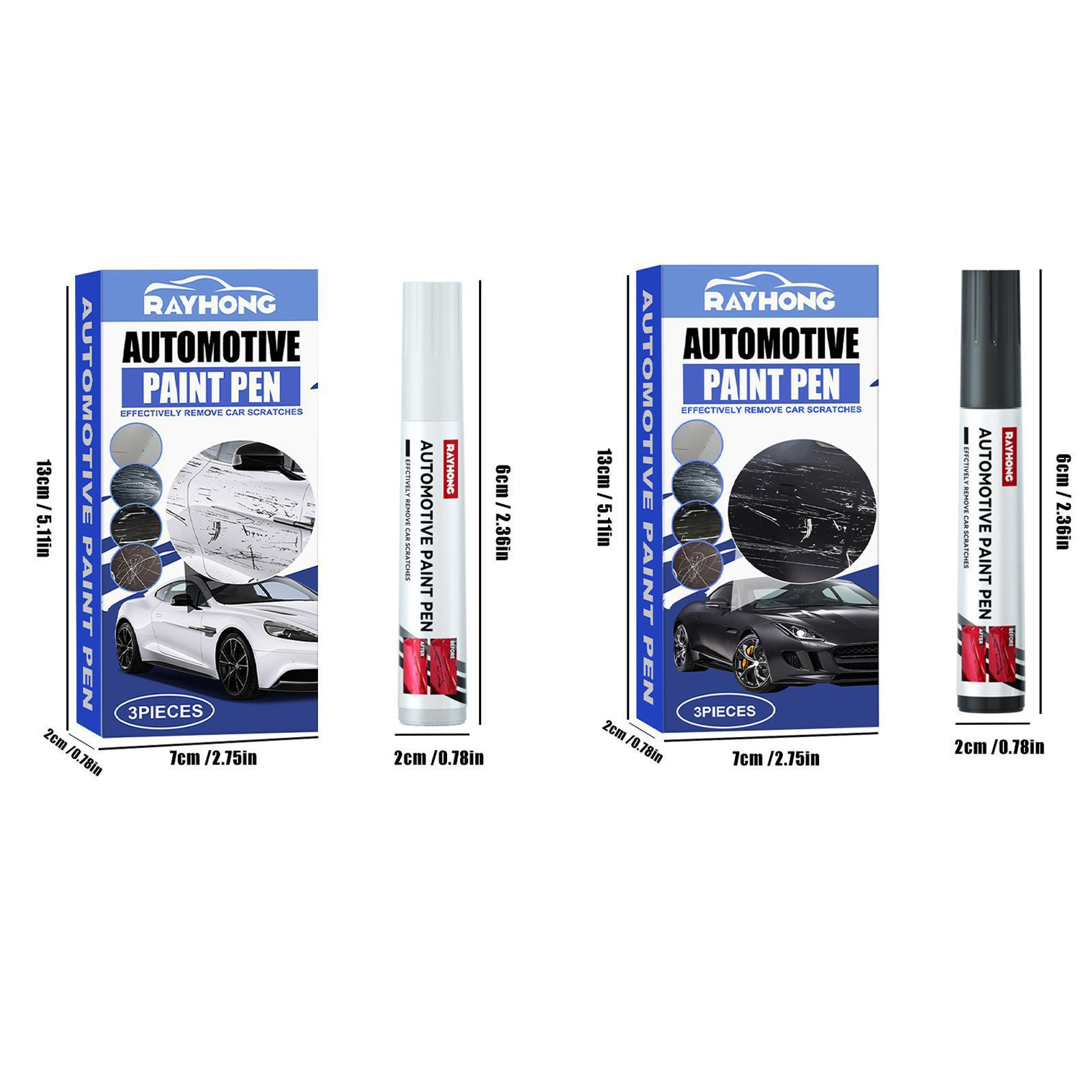 Cross-Border Rayhong Car Paint Repair Pen, Paint Scratch and Scuff Maintenance Pen, Scratch Removal Paint Care Pen