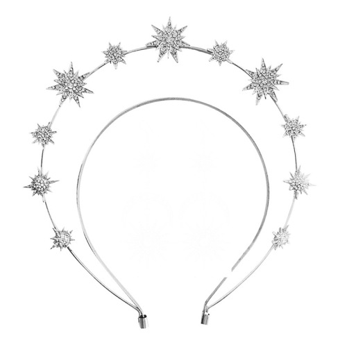 Cross-border European and American Halo style double-layered six-pointed star BOHO headband baroque diamond bridal catwalk performance hair accessories