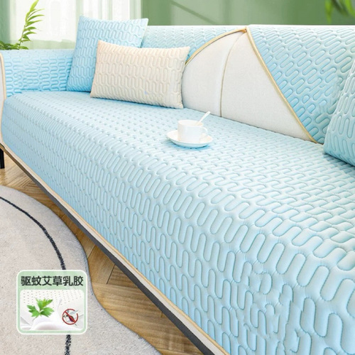 Eucalyptus Latex Sofa Cushion Summer Ice Silk Cooling Mat Seat Pad with Non-Slip Leather Sofa Cover 2025 Cover Cloth