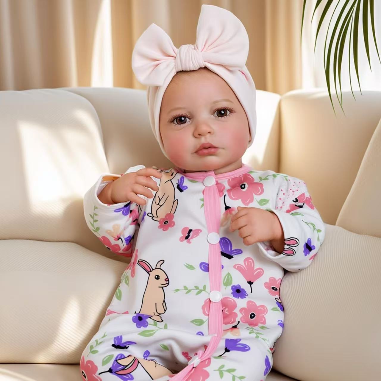 Muñeca realista Loulou Awake de 19 pulgadas con ojos abiertos, como regalo de Navidad para niños.