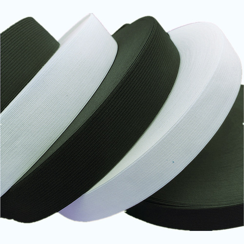 Thick elastic black and white flat narrow belt with rubber band, high elasticity, 2cm genuine item