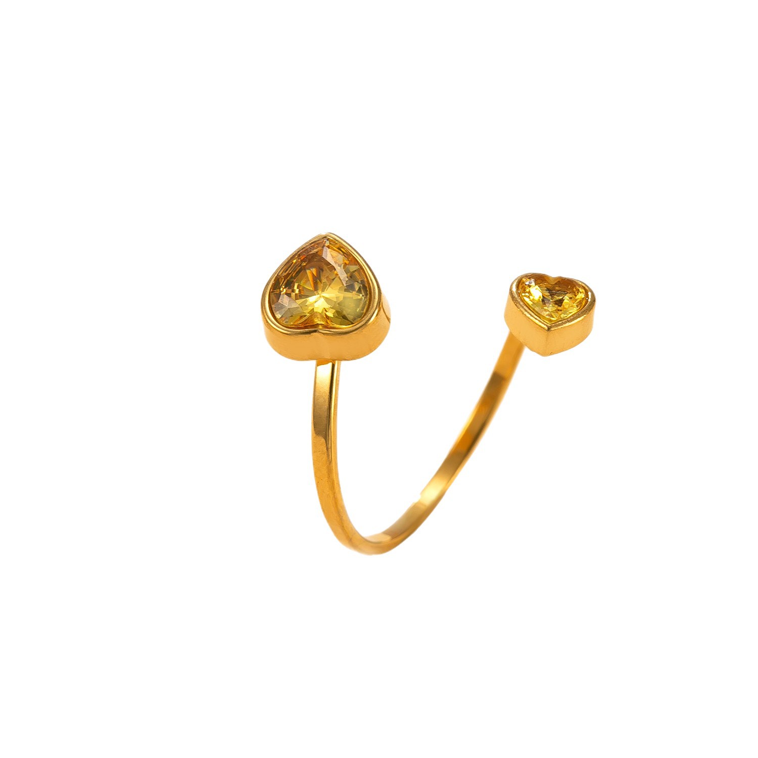 Modischer Edelstahl Herzring Mit Bunten Diamanten Für Damen_voghion.com