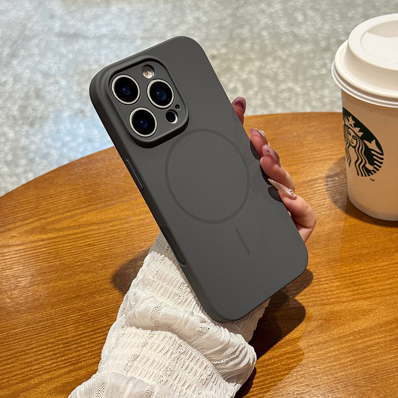 液体シリコン製マグネット式iPhone17promax用スマホケース、Apple 16Pro用フルカバー耐衝撃保護ケース|undefined
