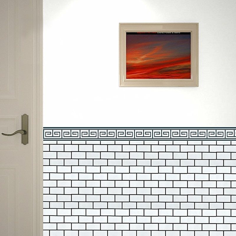 [높이 1 미터 및 길이 10 미터] 수평 큰 흰색 벽돌 + 허리 라인