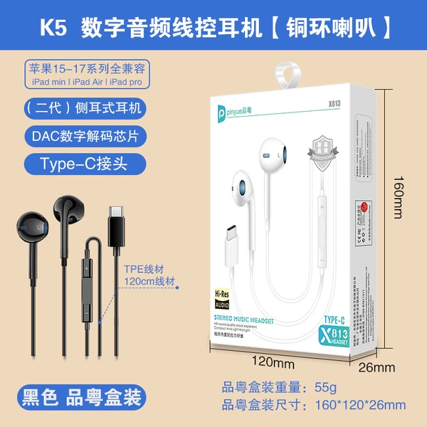 Black Real Copper Ring [Type-C Digital Audio] K10/X813 Pinyue Boxed