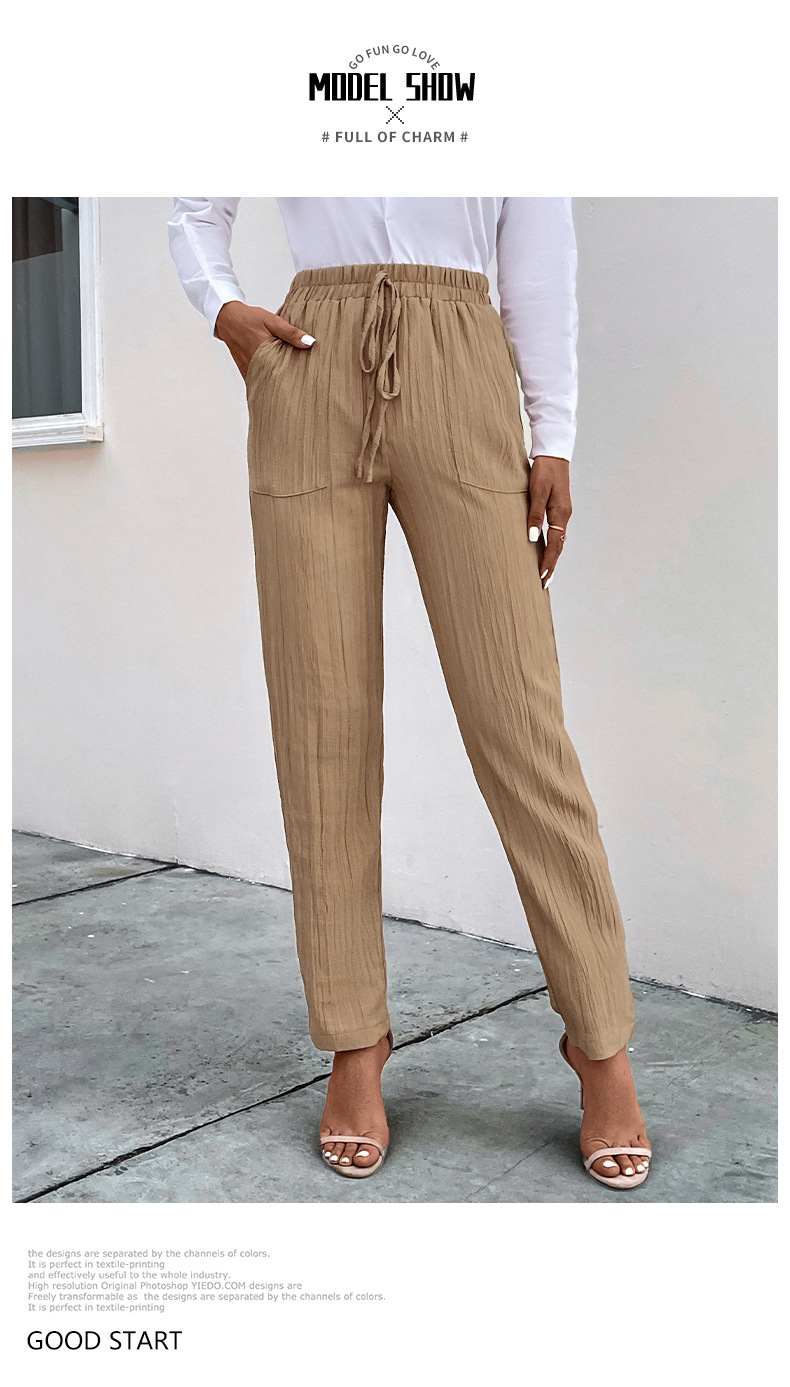 nye højtaljede bukser fritidsbukser casual kvinders plisserede damebukser_voghion.com