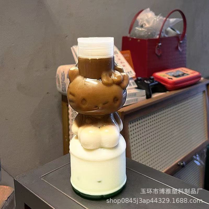 500ml卡通奶茶瓶711同款pet果汁杯饮料瓶一次性包装瓶打包外卖瓶|undefined