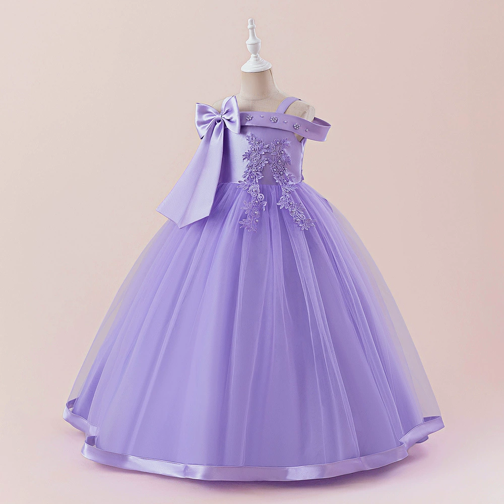 Новое детское платье 2025 года в европейском и американском стиле, платье для девочек для показов, платье для выступлений на фортепиано, платье-пачка из вышитой сетки