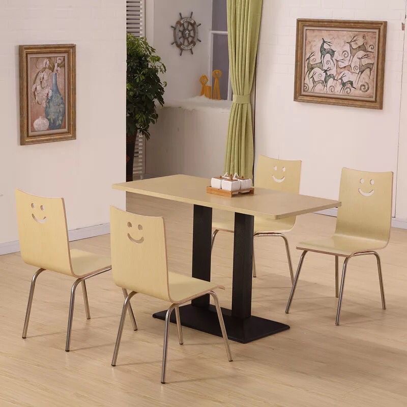 Snack Bar Fast Food Table and Chair Combination Kfc Dining Table and Chairs Noodle Shop Canteen Staff Factory Restaurant Stainless Steel Dining Table