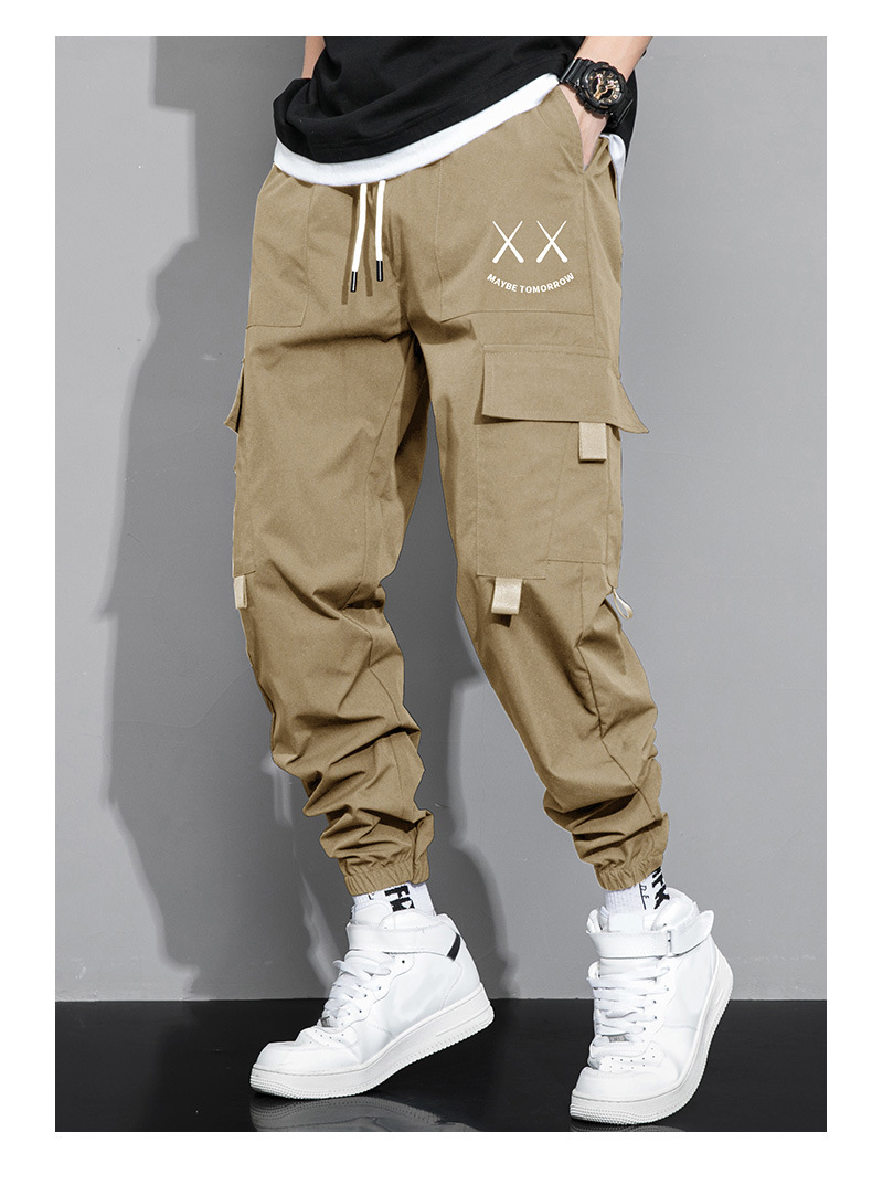 Men's Baggy Graphic Print Flap Pocket Drawstring Cargo Pants Regular Fit Casual Tactical Military Trousers Street Trendy Trousers for Men_voghion.com