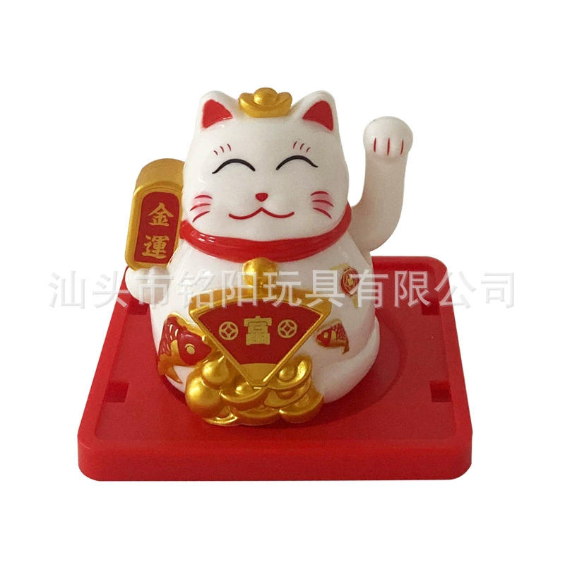 Мини-солнцевая powered lucky cat автоматически машет, чтобы заработать деньги кот дома кассир передняя стойка подарок машина маленькие украшения через границу