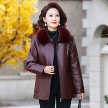 中老年皮衣外套女秋冬新款50岁60妈妈品质皮衣夹克加绒加厚皮棉衣