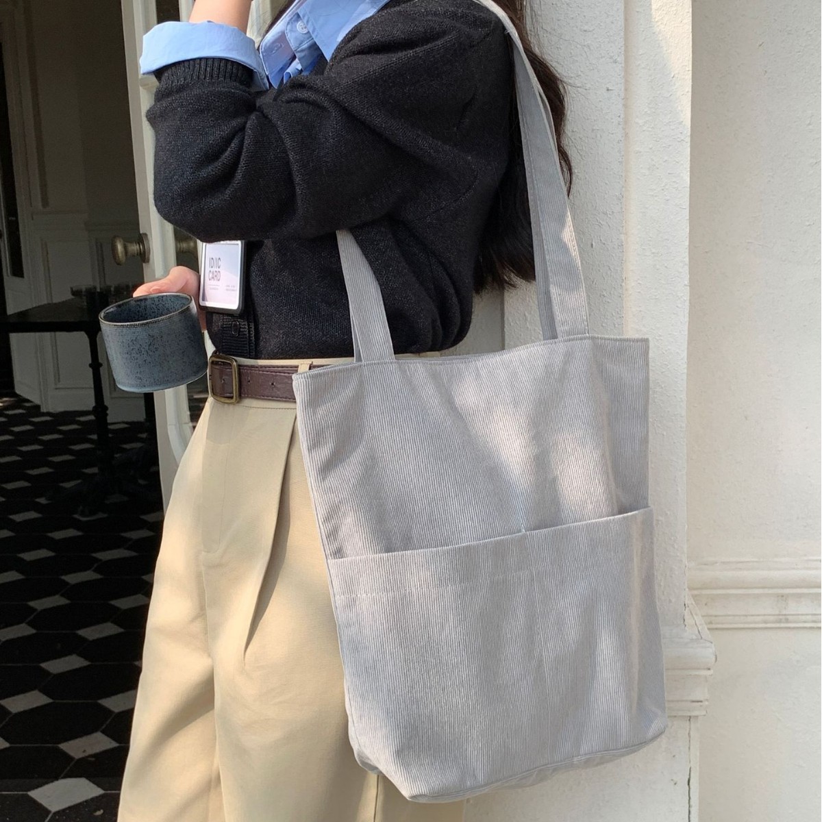 2024新款秋冬灯芯绒包包 大容量帆布袋 百搭通勤单肩包包女