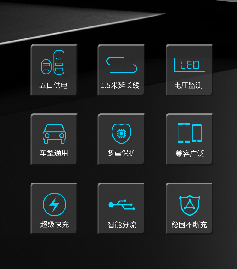 Cross-border wholesale front and rear car charger Huawei Apple USB super fast charging car charging belt line PD30W fast charging