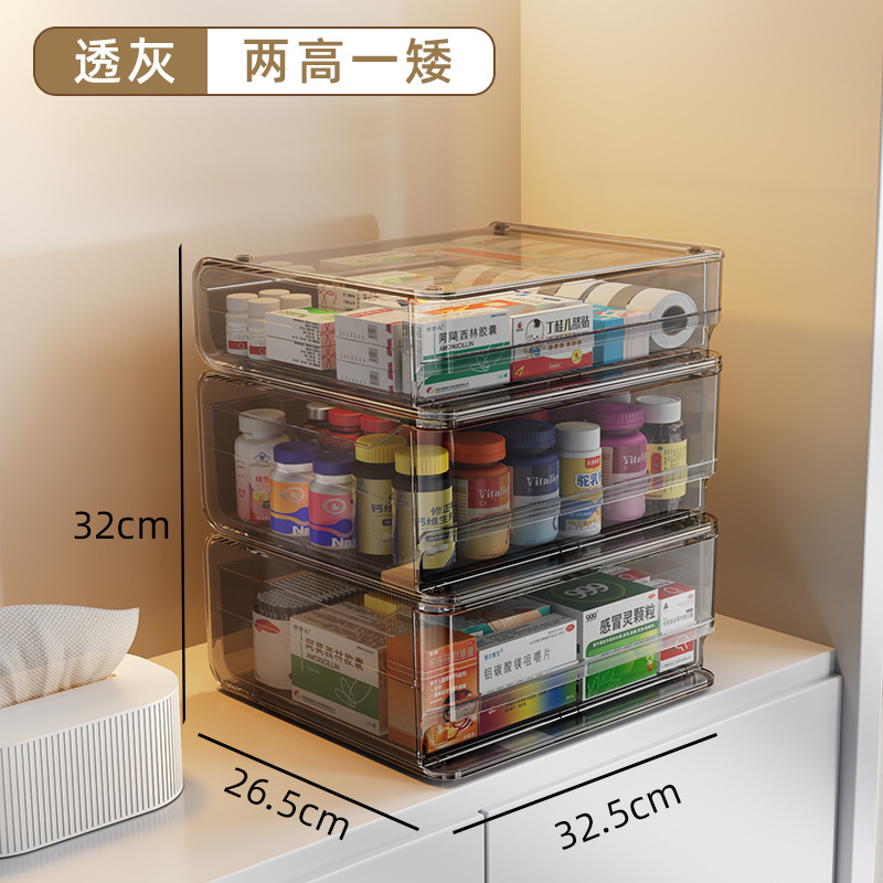 家庭用薬箱多層収納ボックス引き出し型薬透明薬オーガナイザー収納ラックデスクトップ工場直販|undefined