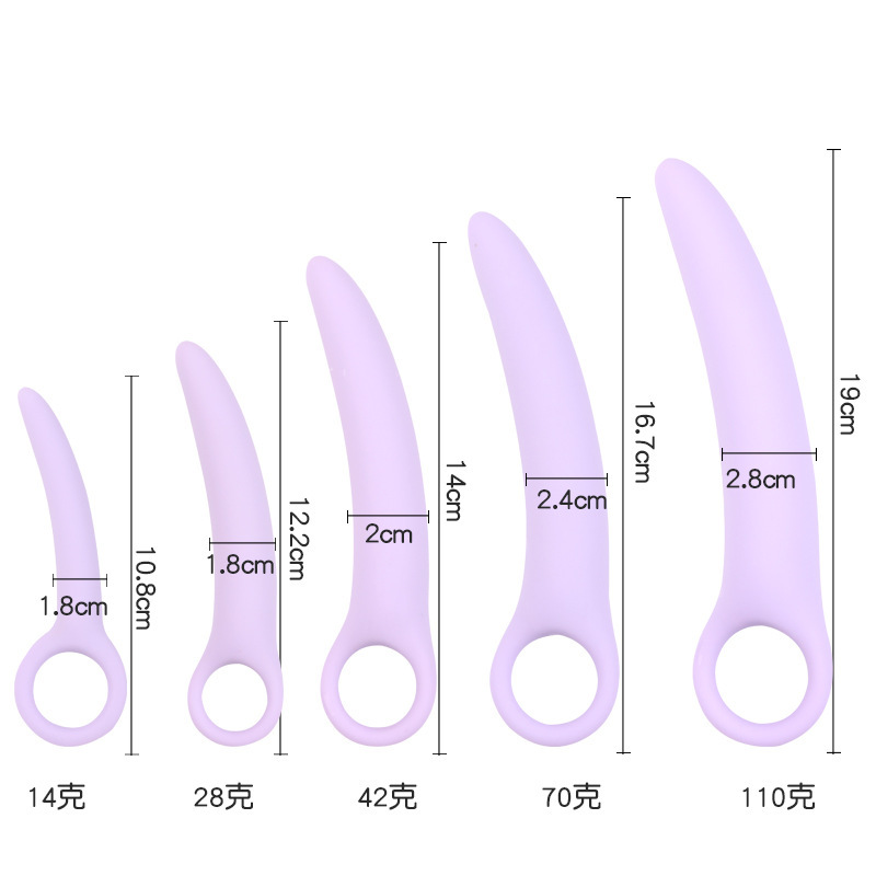 Portable Silicone Crescent Anal Plug, Small Size, Pull Bead Base, Purple — detail image 6