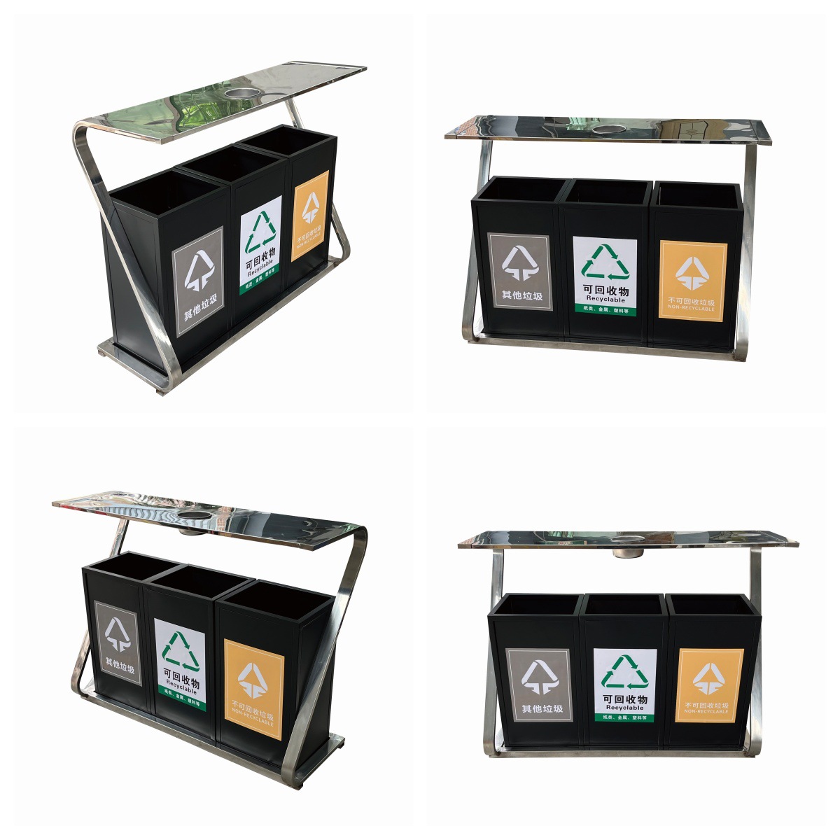 户外双分类垃圾桶 室外镀锌烤漆垃圾桶 公园垃圾桶环卫果皮桶