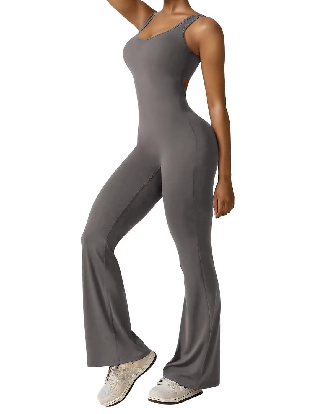 Women's Sleeveless Flared Jumpsuit Sexy Backless Tight Hip Lifting Yoga Jumpsuit For Women_ecoleips.com