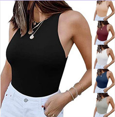 2022 Cross-border Amazon Spring Women's Sexy Tank Top Bodysuit with Back Ties and Tight Back Design