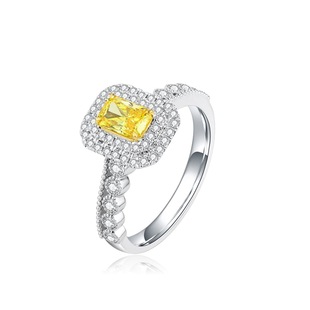 Niche Design Cultivated Diamond Ring 0.5 Carat Square 18K Gold Inlaid Yellow Diamond Ring Empty Support Au750