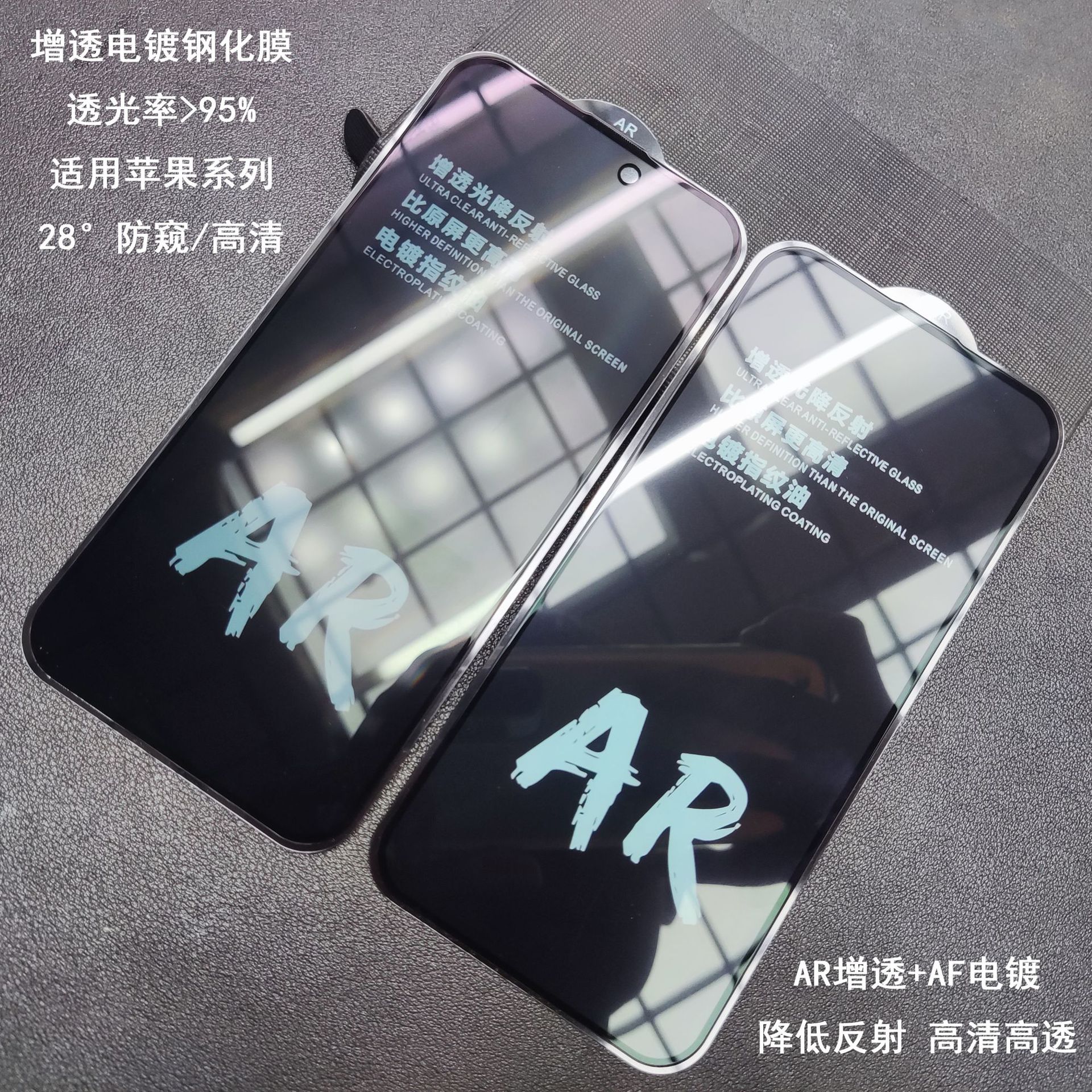 Applicable to Apple 16ProMax Tempered Film AR Anti-peep iPhone15 Anti-reflection AF Electroplating Protection Film