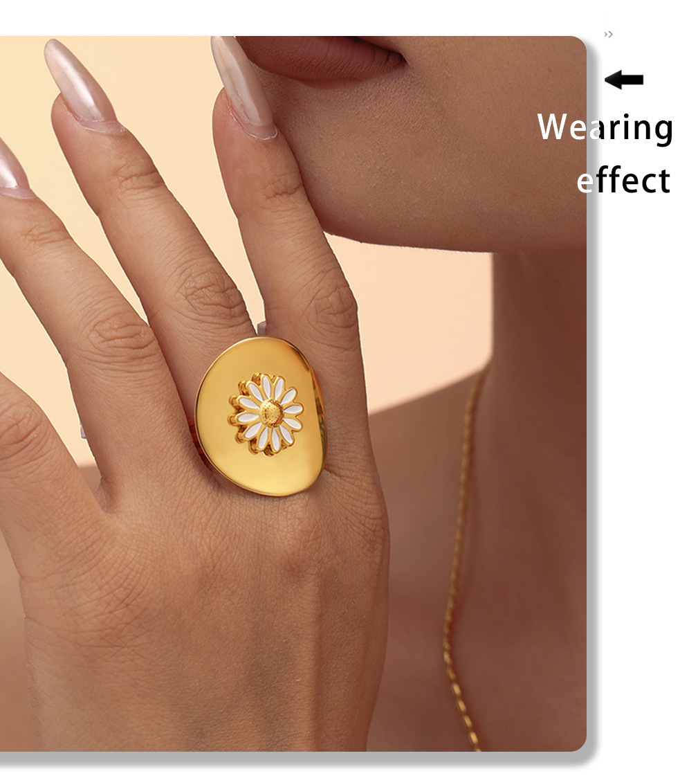 Boucles d'oreilles pendantes Drip Oil Niche Design Fleur, style marguerite, polyvalentes et élégantes. Ensemble de boucles d'oreilles anneaux circulaires haut de gamme._voghion.com